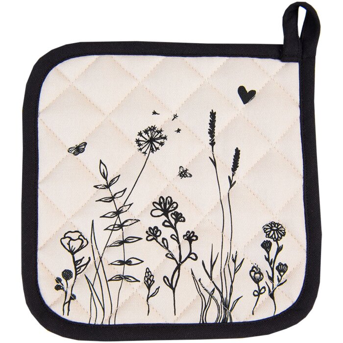 Clayre & Eef FAF45 Potholder 20x20 cm Bej - Negru