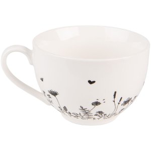 Clayre & Eef FAFKS ceașcă de cafea cu farfurie din porțelan 200 ml decor floral