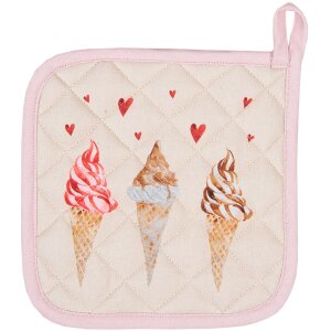 Clayre & Eef FAS45K Potholder copil 16x16 cm Bej - Roz