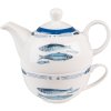 Clayre & Eef FIBTEFO Tea for One 400 ml Porțelan alb albastru Set de ceai Pisces