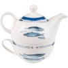 Clayre & Eef FIBTEFO Tea for One 400 ml Porțelan alb albastru Set de ceai Pisces