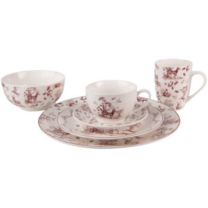 Clayre & Eef PFTKS Ceașcă de cafea cu farfurioară 12x9x6 cm - Ø 14x2 cm - 200 ml