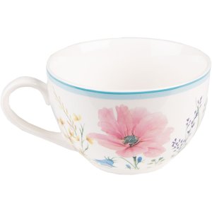 Clayre & Eef PPOKS ceașcă de cafea cu farfurie 12x8x10 cm - Ø 15x2 cm - 230 ml