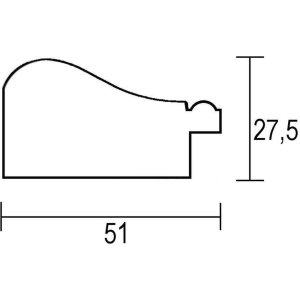 Efect oglindă de perete profil lemn 95 argint 40x50 cm oglindă