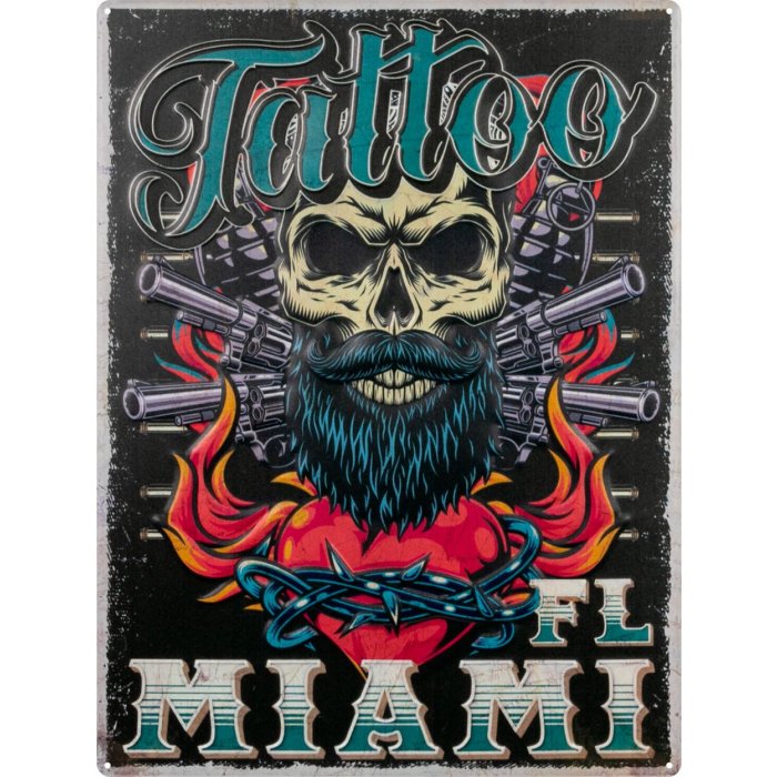 ZEP tin sign TATTOO 47x35x0.5 cm Miami