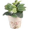 Clayre & Eef 6CE1555S Decorațiune Ghiveci de flori Ø 12x10 cm Roz - Bej