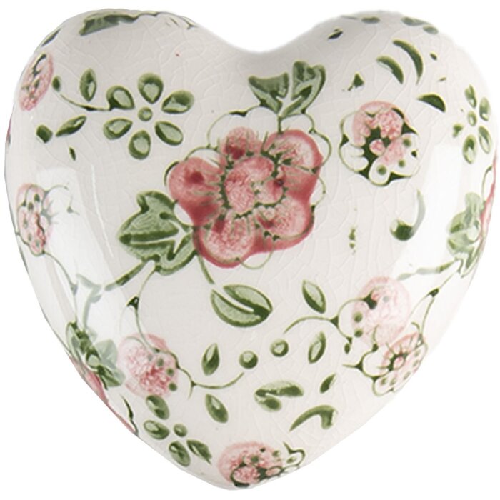 Clayre & Eef 6CE1565M Decorațiune Inimă Roz Bej 8x8x4 cm Ceramică Antică