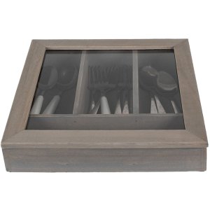 Clayre & Eef 6H1583G Tava pentru tacâmuri 30x30x8 cm pătrat gri