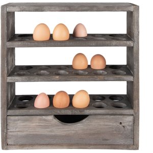 Clayre & Eef 6H2261G Dulap pentru ouă lemn gri 35x11x38 cm stil country