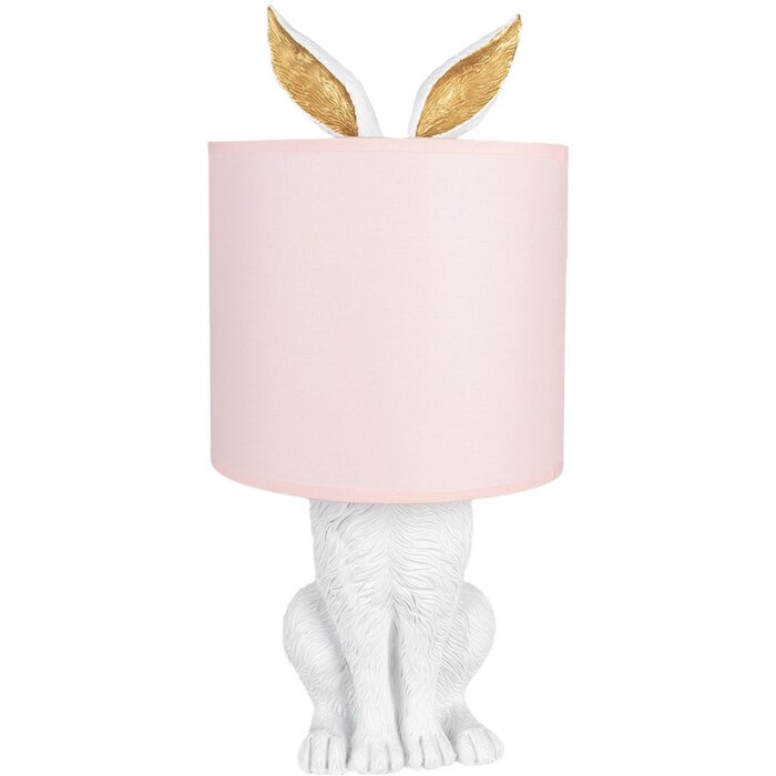 Clayre & Eef 6LMC0013WP Lampă de masă Rabbit Ø20x43 cm E27 60W Alb Roz