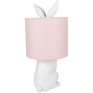 Clayre & Eef 6LMC0013WP Lampă de masă Rabbit Ø20x43 cm E27 60W Alb Roz