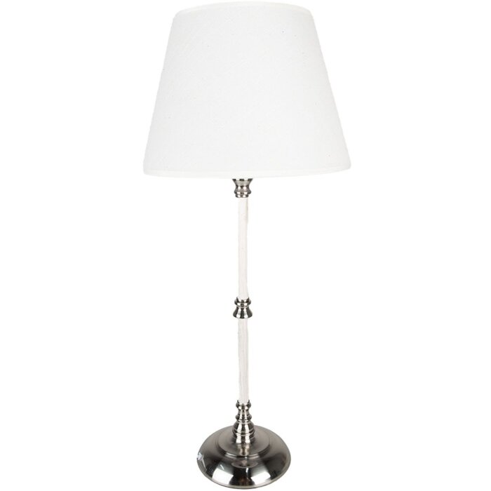 Clayre & Eef 6LMC0068 Lampă de masă Ø 18x44 cm E27-max 1x60W Alb - Argintiu