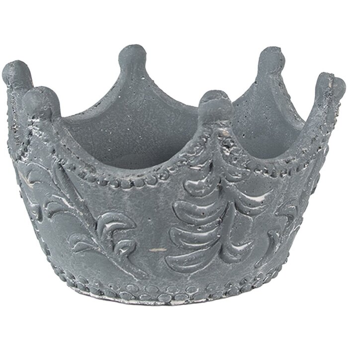 Clayre & Eef 6TE0481M Ghiveci de flori Crown 18x17x12 cm gri