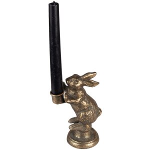 Clayre & Eef 6Y5322 Suport lumânare Rabbit 10x7x16 cm Culoare aurie