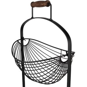 Clayre & Eef 6Y5410 Raft de fier cu coșuri 27x19x57 cm Oval negru