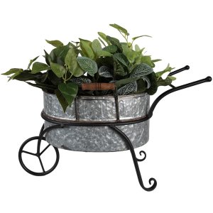 Clayre & Eef 6Y5415 Suport pentru plante Roabă 54x31x31 cm Gri