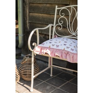 Clayre & Eef BPD25 Husă de pernă pentru scaun 40x40 cm Bej Roz Bumbac Fluture