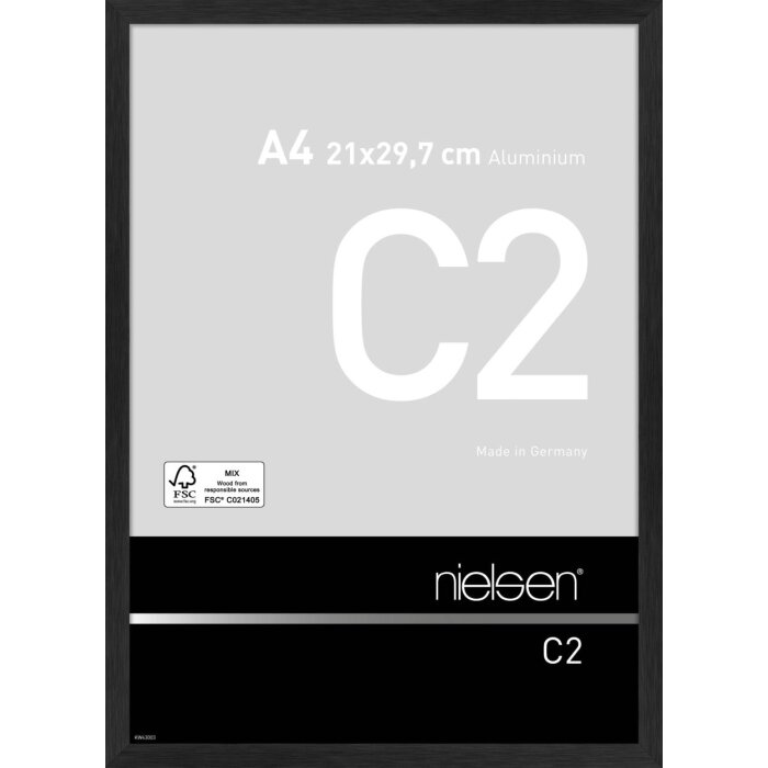 Nielsen aluminiu cadru C2 texturat negru mat 21x29.7 cm sticlă acrilică