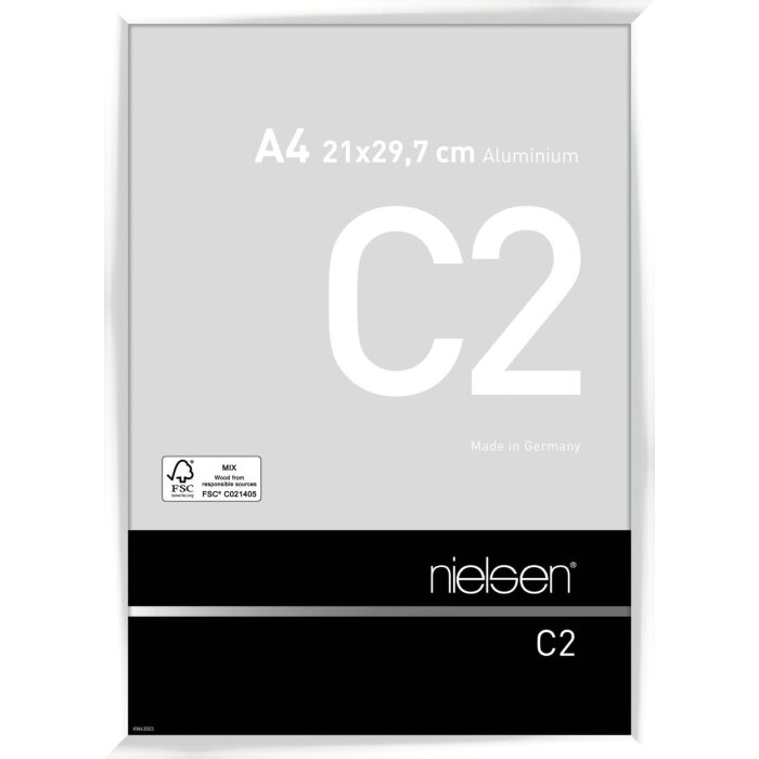 Nielsen aluminiu cadru foto C2 alb lucios 21x29.7 cm sticlă acrilică