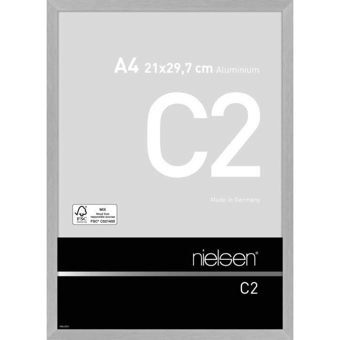 Nielsen aluminiu cadru C2 structură argint mat 21x29,7 cm sticlă acrilică