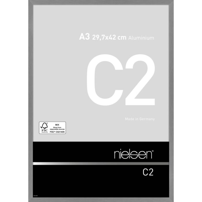 Nielsen aluminiu cadru C2 texturat gri mat 29.7x42 cm sticlă acrilică