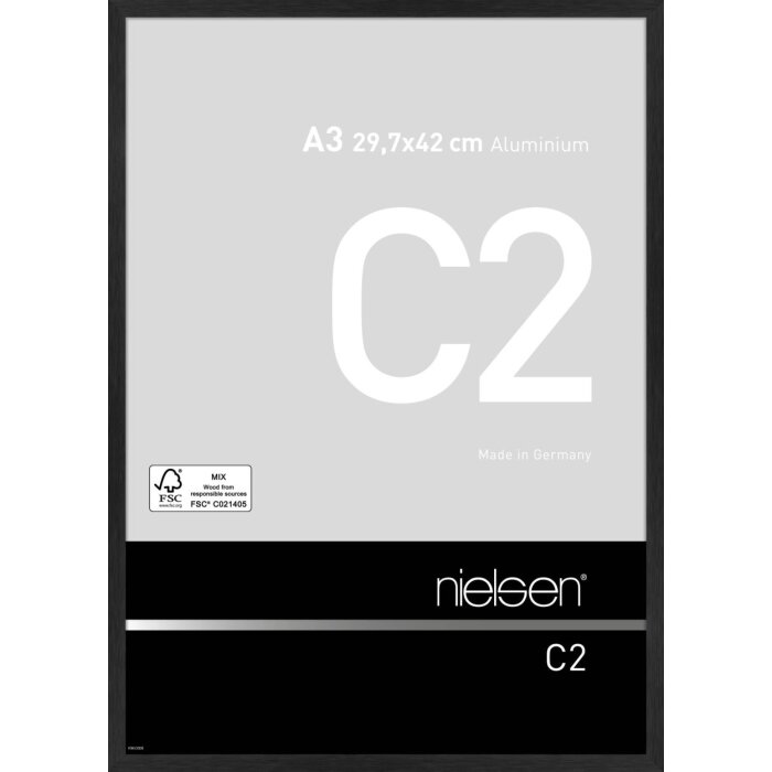 Nielsen aluminiu cadru C2 texturat negru mat 29.7x42 cm sticlă acrilică