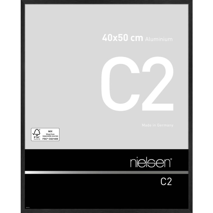 Nielsen aluminiu cadru C2 texturat negru mat 40x50 cm sticlă acrilică