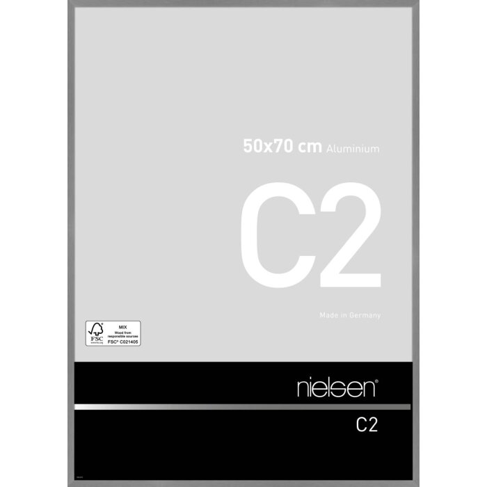 Nielsen aluminiu cadru C2 texturat gri mat 50x70 cm sticlă acrilică