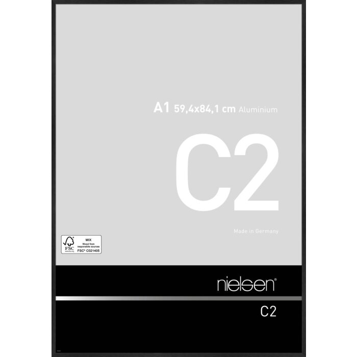 Nielsen aluminiu cadru C2 texturat negru mat 59.4x84.1 cm sticlă acrilică