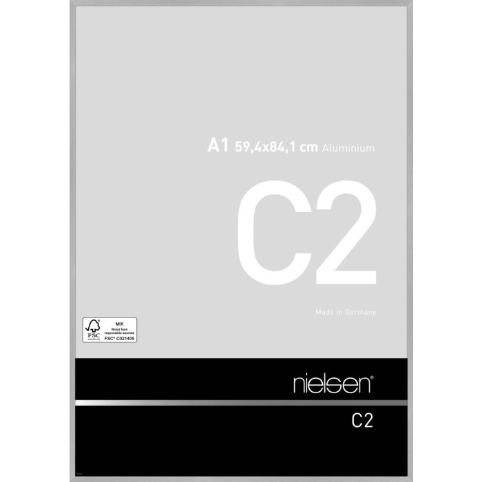 Nielsen aluminiu cadru C2 texturat argint mat 59.4x84.1 cm sticlă acrilică