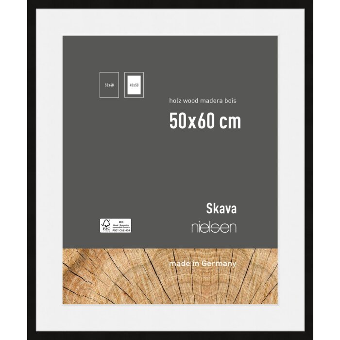 Nielsen cadru din lemn Skava negru 50x60 cm cu passe-partout 40x50 cm