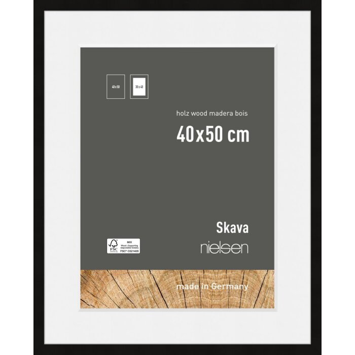 Nielsen cadru din lemn Skava negru 40x50 cm incl. passe-partout