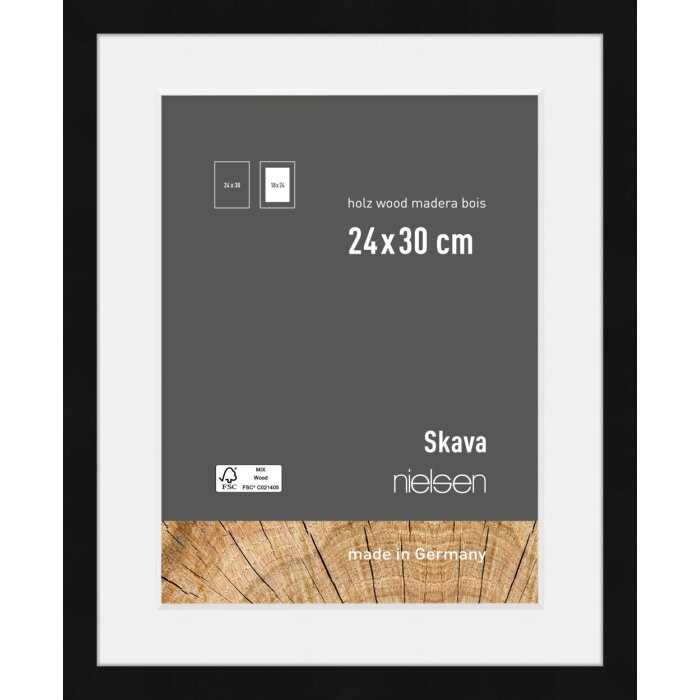 Nielsen cadru din lemn Skava negru 24x30 cm cu passe-partout 18x24 cm