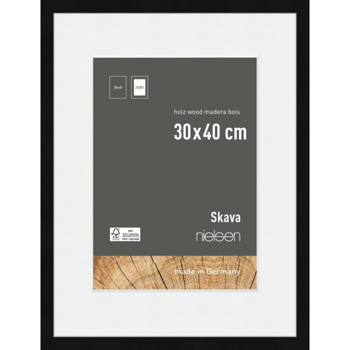 Nielsen cadru din lemn Skava negru 30x40 cm cu passe-partout 21x29.7 cm