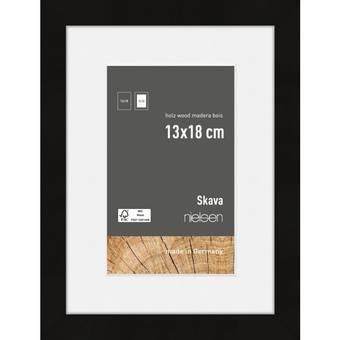 Nielsen cadru din lemn Skava negru 13x18 cm cu passe-partout 9x13 cm