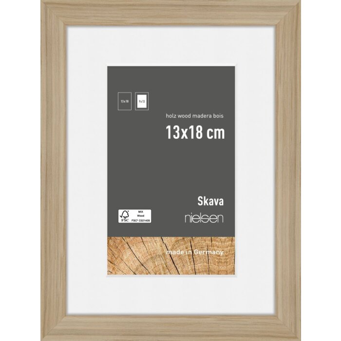 Nielsen cadru din lemn stejar Skava 13x18 cm cu passe-partout 9x13 cm