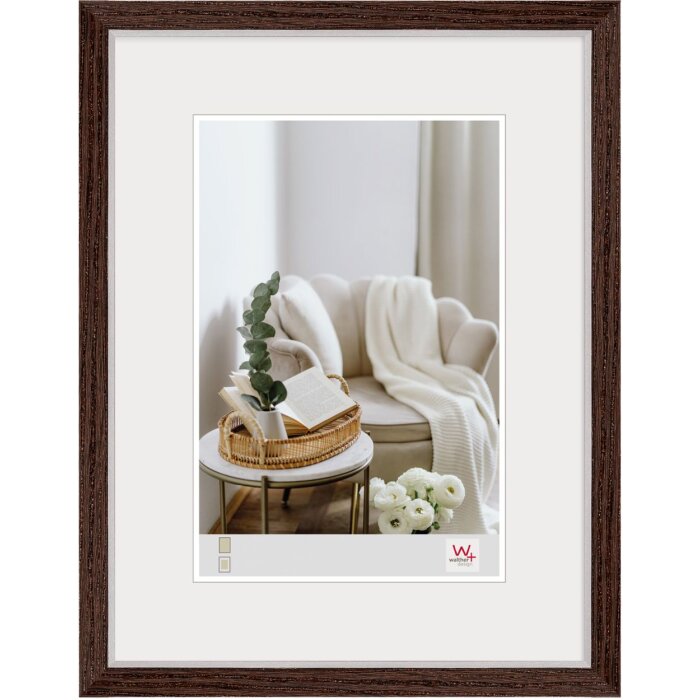 Rama foto Walther Hygge 30x40 cm MDF nuc cu margine argintie