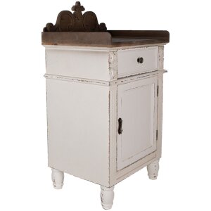 Clayre & Eef 5H0667 Măsuță de noptieră White Brown 48x39x89 cm