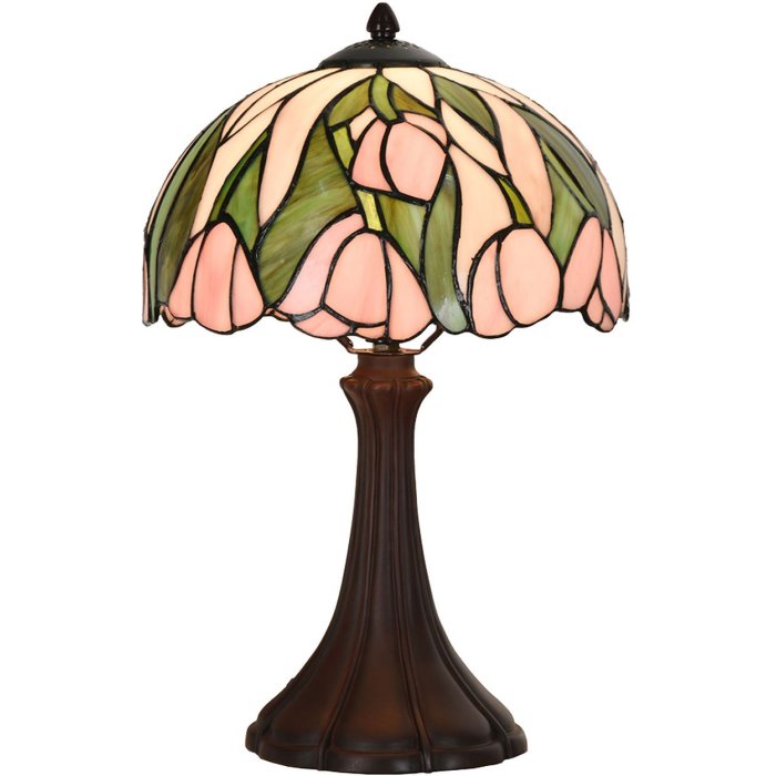 LumiLamp 5LL-6307 Lampă de masă Tiffany roz Ø 27x40 cm E14-max 1x40W