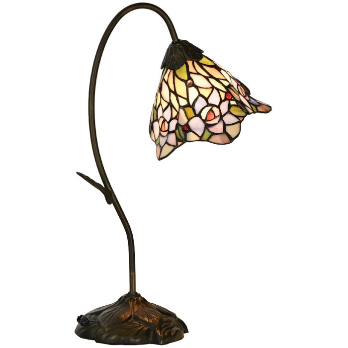 LumiLamp 5LL-6311 Lampă de masă Tiffany roz 27x15x48 cm E14-max 1x40W