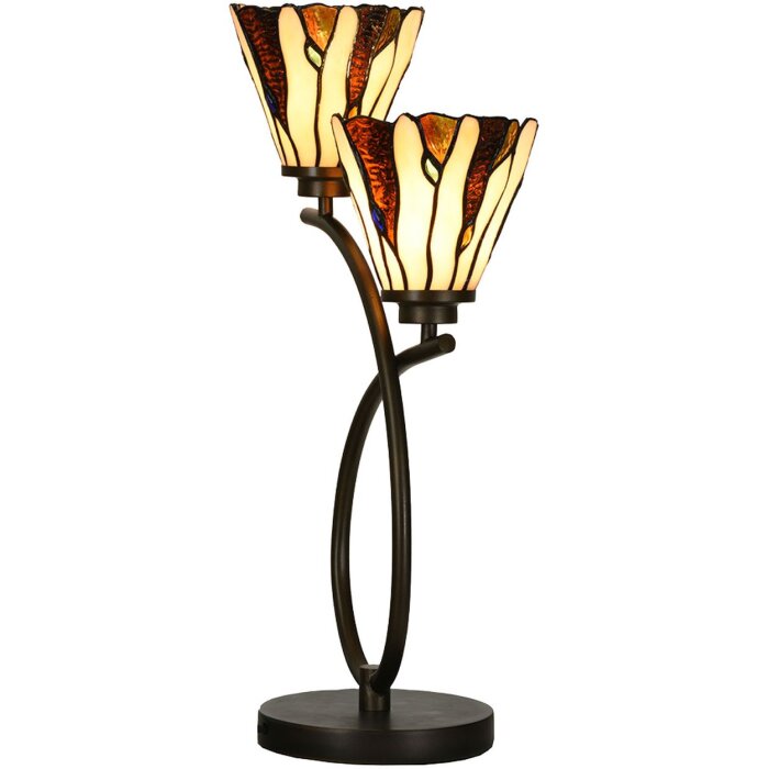 LumiLamp 5LL-6315 Lampă de masă Tiffany bej 46x28x63 cm E14-max 2x40W