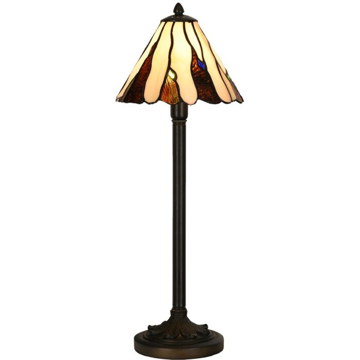 LumiLamp 5LL-6316 Lampă de masă Tiffany Bej Ø 20x60 cm E14-max 1x40W