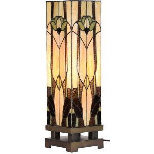 LumiLamp 5LL-6323 Lampă de masă Tiffany Bej 15x15x54 cm E27-max 1x60W