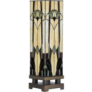 LumiLamp 5LL-6323 Lampă de masă Tiffany Bej 15x15x54 cm E27-max 1x60W