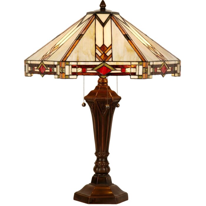 LumiLamp 5LL-6325 Lampă de masă Tiffany bej 50x50x75 cm E27-max 2x60W