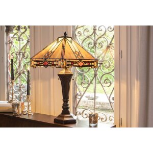 LumiLamp 5LL-6325 Lampă de masă Tiffany bej 50x50x75 cm E27-max 2x60W