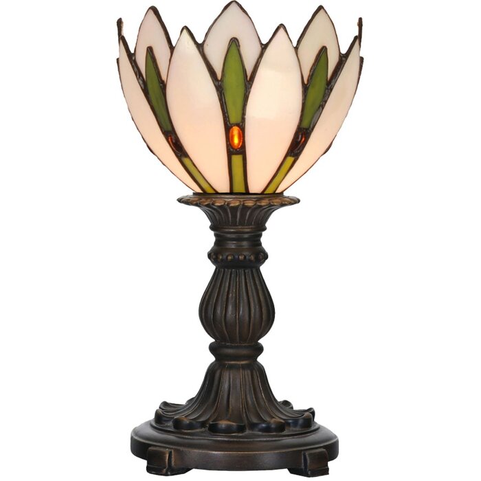 LumiLamp 5LL-6327 Lampă de masă Tiffany alb Ø 18x30 cm E14-max 1x25W