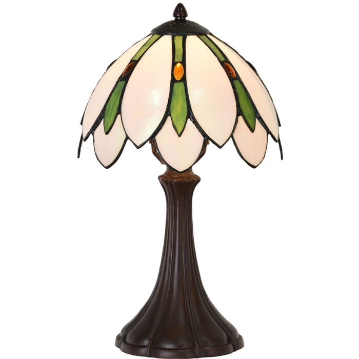 LumiLamp 5LL-6328 Lampă de masă Tiffany alb Ø 25x42 cm E14-max 1x40W