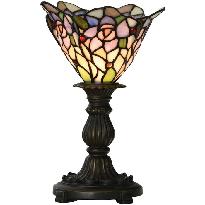 LumiLamp 5LL-6336 Lampă de masă Tiffany roz Ø 20x30 cm E14-max 1x25W