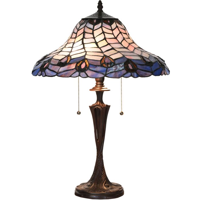 LumiLamp 5LL-6338 Lampă de masă Tiffany albastru Ø 40x60 cm E27-max 2x60W